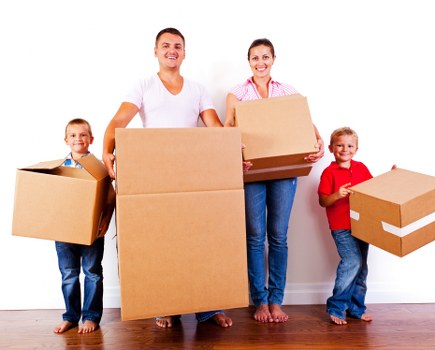 Boxes and belongings organized in a Sandsend storage space