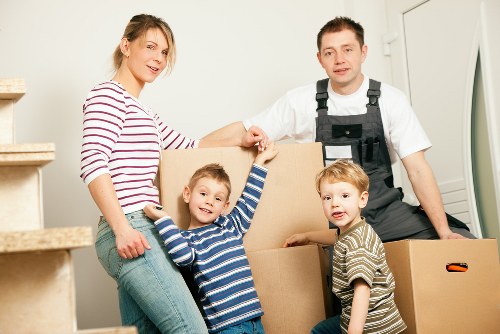 Packed boxes and furniture prepared for small removals