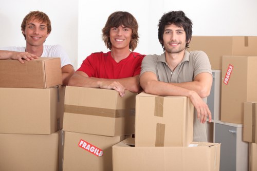 Packed moving boxes ready for house removals in Sandsend