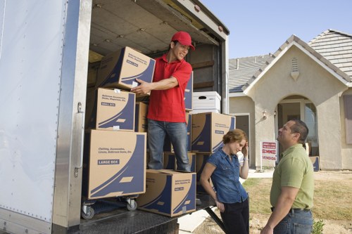 Neatly arranged boxes and furniture in Sandsend household storage
