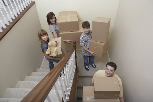 Boxes and luggage arranged for student storage in Sandsend